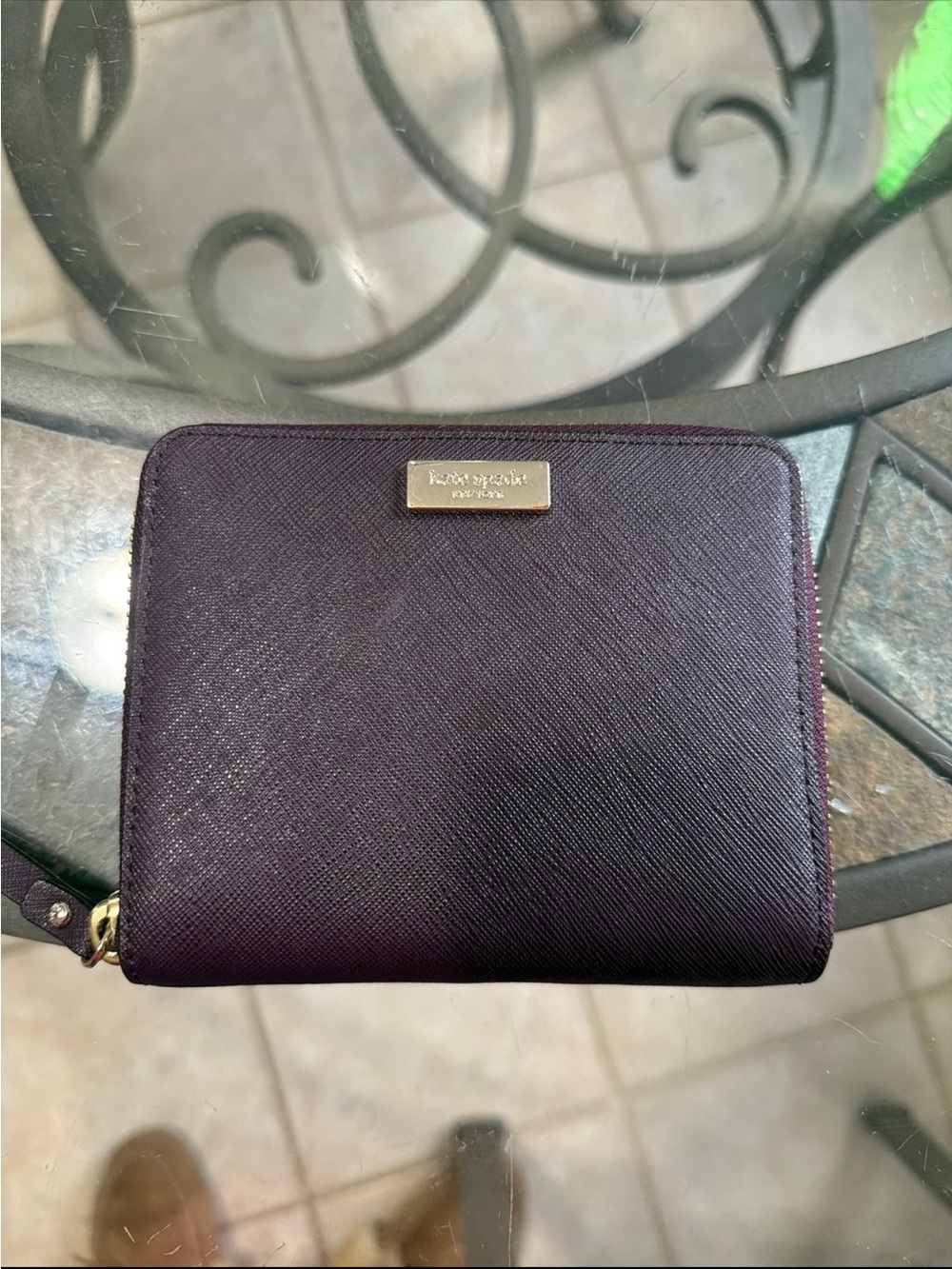 kate spade Plum Saffiano Zip Wallet